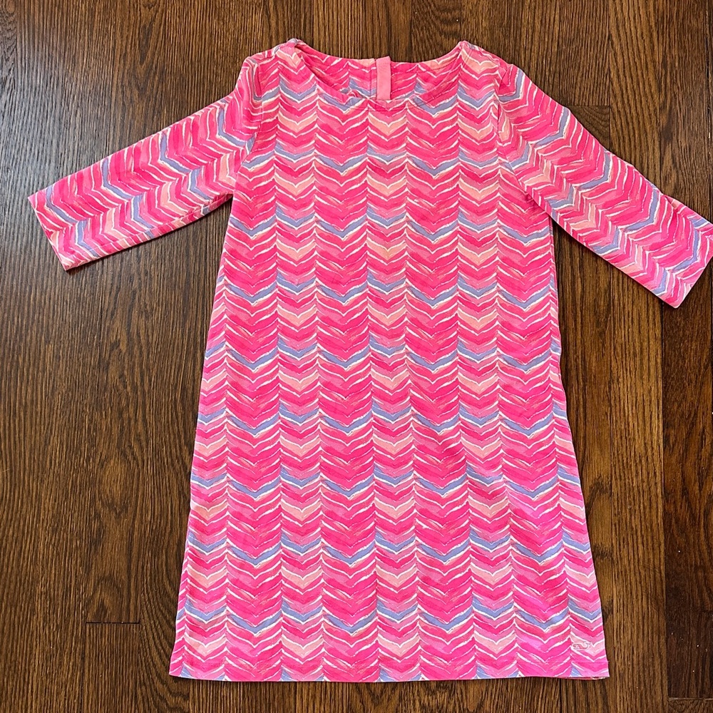 Vineyard Vines Girls Watercolor Whale Tail Tunic Dress Pink Sherbet
